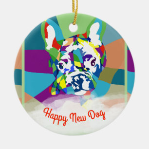 Ornamento De Cerâmica Bulldogue Francês sentado