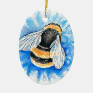 Ornamento De Cerâmica Bumble Bumble Bumble Watercolor Art