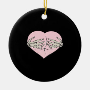 Ornamento De Cerâmica Bumbum Cardíaco Abraço Mãos de Esqueleto Clássicas