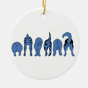 Ornamento De Cerâmica Bumbuns de Cachorro Azul