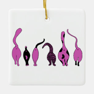 Ornamento De Cerâmica Bumbuns de Gato Roxo