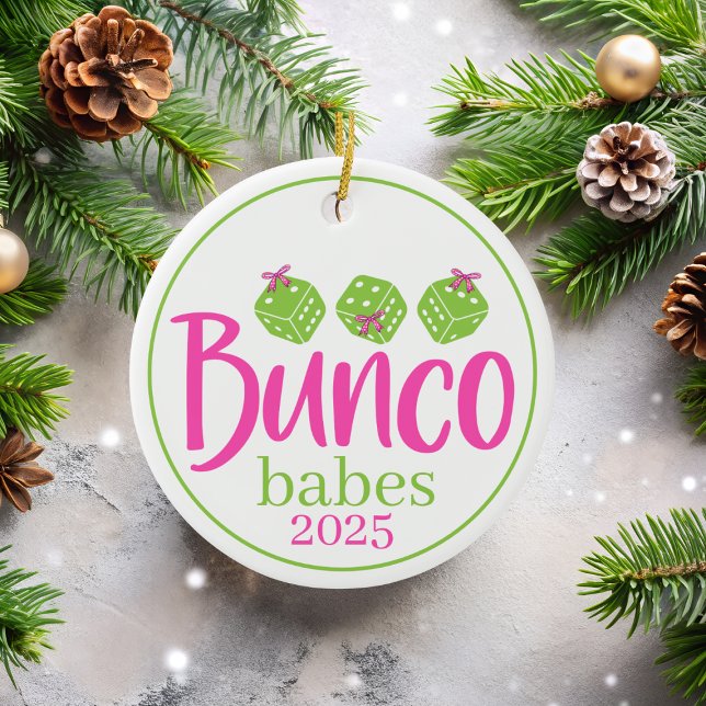Ornamento De Cerâmica Bunco Babes Christmas Preppy Coquette Custom Gift (Criador carregado)