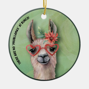 Ornamento De Cerâmica Bunco Funny Christmas Llama