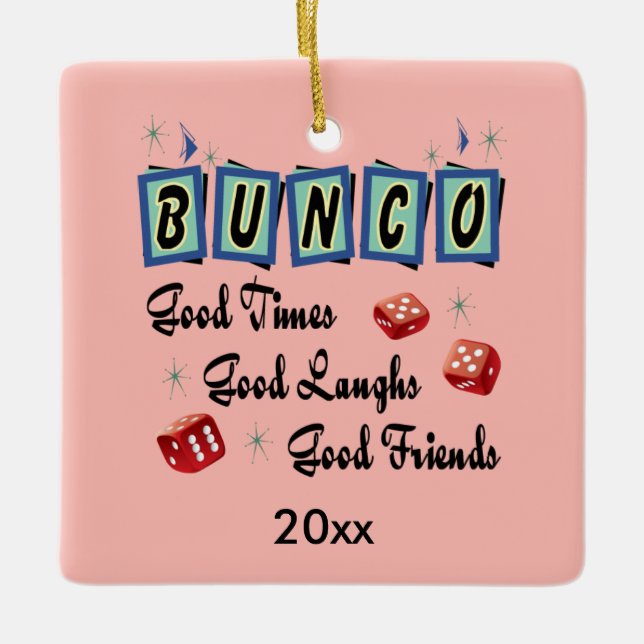 Ornamento De Cerâmica Bunco Retroativo (Frente)