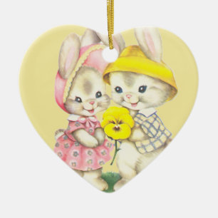 Ornamento De Cerâmica Bunny Girl+Boy