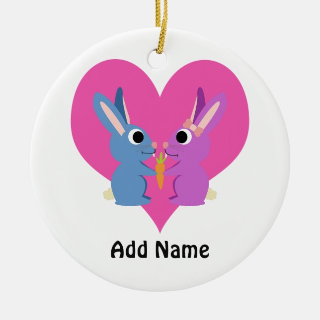 Ornamento De Cerâmica Bunny Love (Frente)