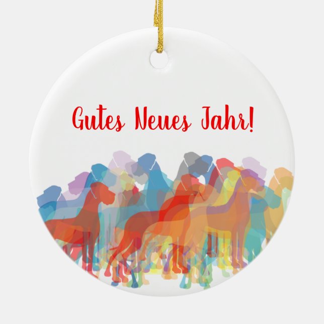 Ornamento De Cerâmica Bunte Doggen Weihnachtsanhänger (Traseira)
