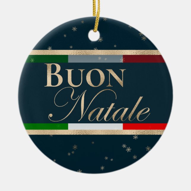 Ornamento De Cerâmica Buon Natale, Bandeira italiana, Natal (Frente)