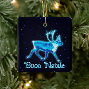 Ornamento De Cerâmica Buon Natale - Blue Cariou (Reindeer)