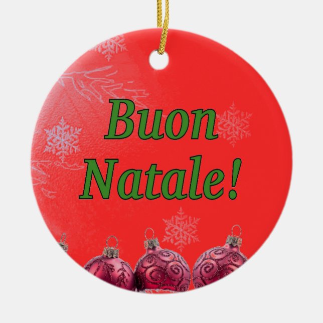 Ornamento De Cerâmica Buon Natale! Feliz Natal no Gf italiano (Frente)