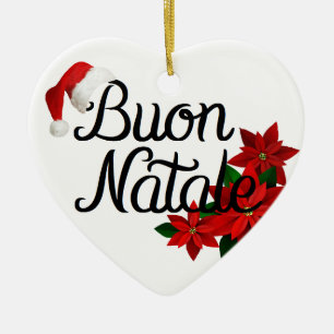 Ornamento De Cerâmica Buon Natale Heart Shape