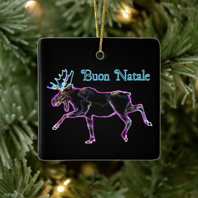 Ornamento De Cerâmica Buon Natale - Moose Elétrica (Árvore)