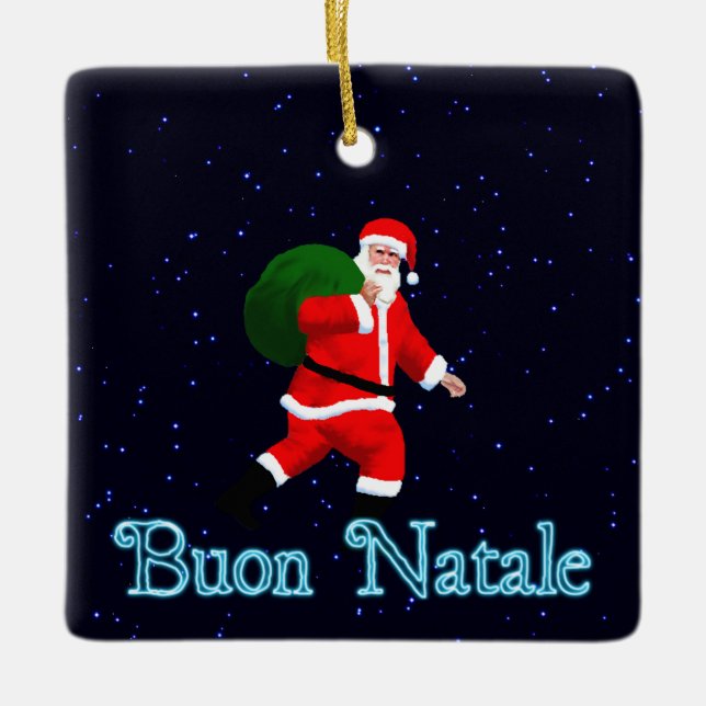 Ornamento De Cerâmica Buon Natale - Papai Noel (Frente)