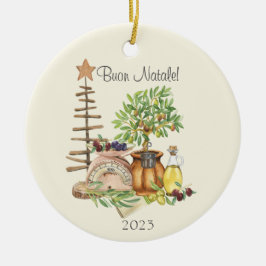 Ornamento De Cerâmica Buon Natale Personalizado Russo Aquarela Italiana
