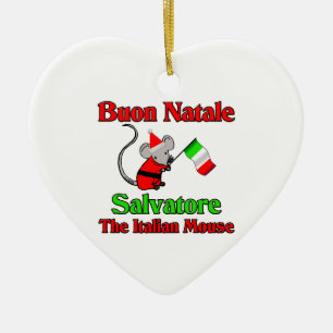 Ornamento De Cerâmica Buon Natale Salvatore o rato italiano
