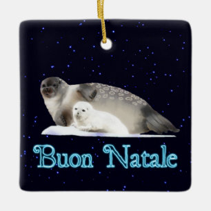 Ornamento De Cerâmica Buon Natale - selo rodeado