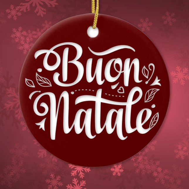 Ornamento De Cerâmica Buon Natale Simple Red Natal (Criador carregado)