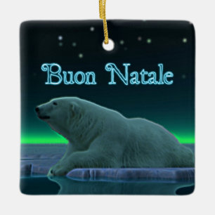 Ornamento De Cerâmica Buon Natale - Urso Polar De Borda De Gelo