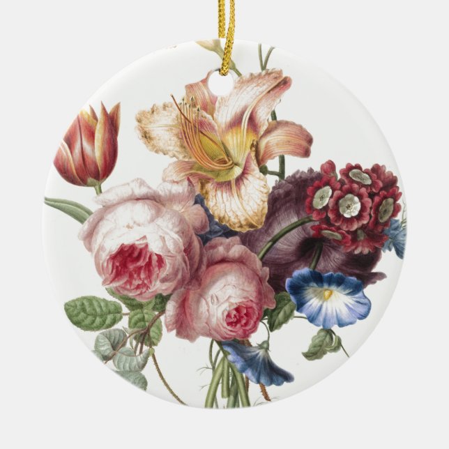 Ornamento De Cerâmica Buquê de Flores (Frente)