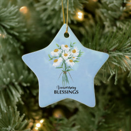 Ornamento De Cerâmica Buquê de Margaridas para Bênçãos de Aniversário de