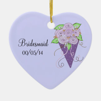 Ornamento De Cerâmica Buquê de Noiva Floral Roxo