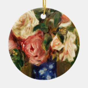 Ornamento De Cerâmica Buquê de Rosas por pintura impressionista do Renoi
