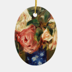 Ornamento De Cerâmica Buquê de Rosas por pintura impressionista do Renoi