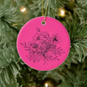 Ornamento De Cerâmica Buquê Floral Minimalista 
