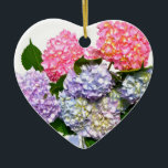 Ornamento De Cerâmica Buquê Hydrangea<br><div class="desc">Um clássico e romântico encanto de moda Hydrangeas. Uma bela buquê de verdes azuis,  púrpura e híbridos cor-de-rosa. Foto de H Cooper</div>