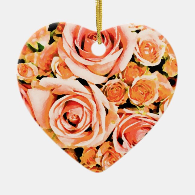 Ornamento De Cerâmica Buquê rosa-rosa-rosa (Frente)