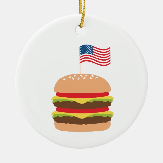 Ornamento De Cerâmica Burger Americano (Frente)