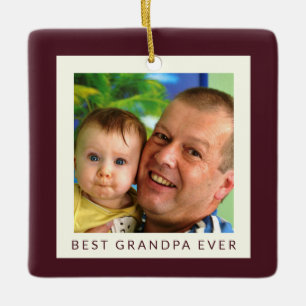 Ornamento De Cerâmica Burgundy Melhor Avô de Todos os Tempos Foto Natal