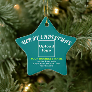 Ornamento De Cerâmica Business Christmas Teal Green Star