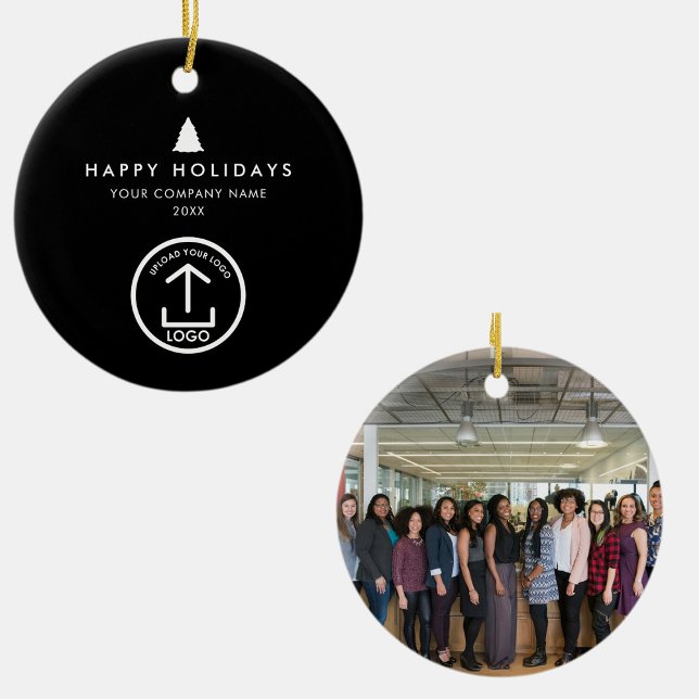 Ornamento De Cerâmica Business Photo Logo Christmas Tree Custom Gift (Business Photo Logo Christmas Tree Custom Gift Ceramic Ornament)