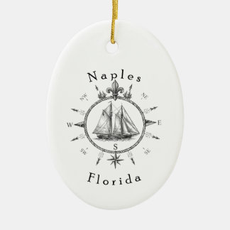 Ornamento De Cerâmica Bússola Náutica de Vela de Naples Flórida Barco à