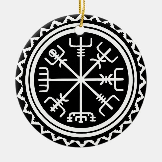 Ornamento De Cerâmica Bússola Viking Vegvisir (Frente)