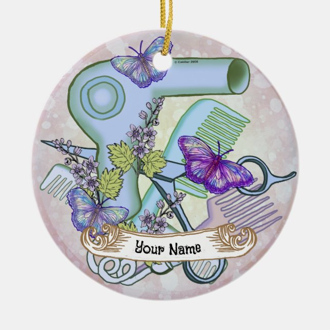 Ornamento De Cerâmica Butterfly Beautician (Frente)