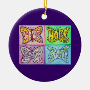 Ornamento De Cerâmica Butterfly Words Wings Inspirational Ornament Charm