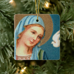 Ornamento De Cerâmica BVM e Espírito Santo da Anunciação de Lippi (Detal