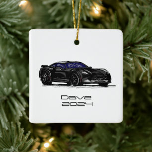 Ornamento De Cerâmica C7 Corvette Sports Car Black Hand Drake