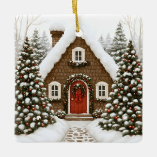 Ornamento De Cerâmica Cabana do Papai Noel