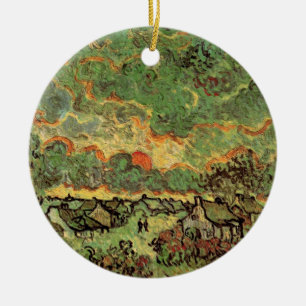 Ornamento De Cerâmica Cabanas Ciprestes Lembrança do Norte de Van Gogh
