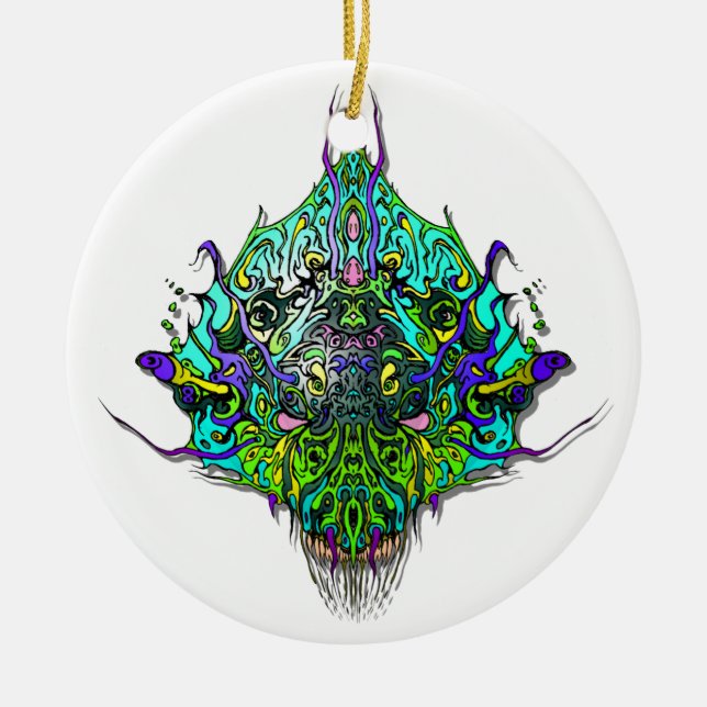 Ornamento De Cerâmica Cabeça alienígena - Aqua (Frente)