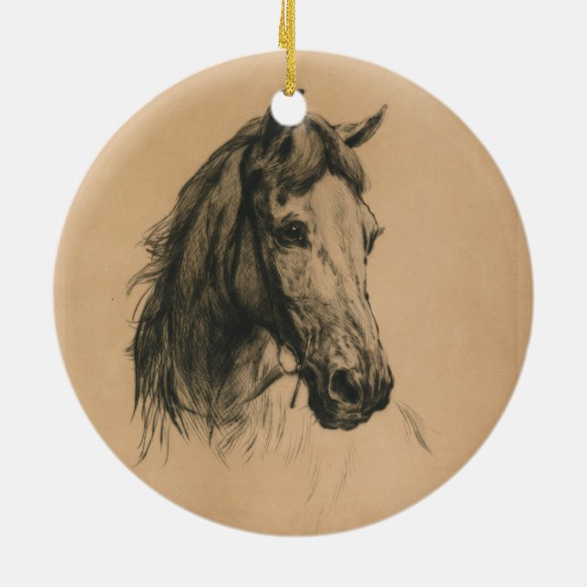 Ornamento De Cerâmica Cabeça de Cavalo (por Heywood Hardy) (Traseira)