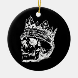 Ornamento De Cerâmica Cabeça de esqueleto com uma Coroa numa
