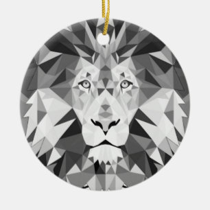 Ornamento De Cerâmica Cabeça de Leão Geométrico legal