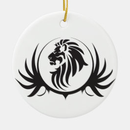 Ornamento De Cerâmica Cabeça de Leões Negros