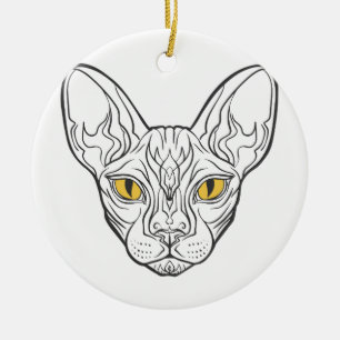 Ornamento De Cerâmica Cabeça de linha Gato egípcio - Escolha a cor de 