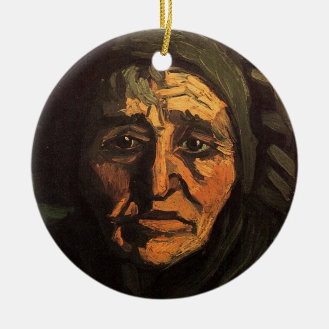 Ornamento De Cerâmica Cabeça de Mulher Camponesa com Touca de Renda por  (Frente)