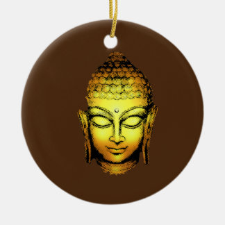 Ornamento De Cerâmica Cabeça Espiritual de Yoga Dourada Buda